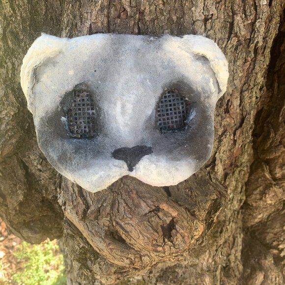 Ferret Handmade Grey/White Therian Mask w/Eye Mesh/Sharpie Nose (Non-Waterproof) - Picture 2 of 6